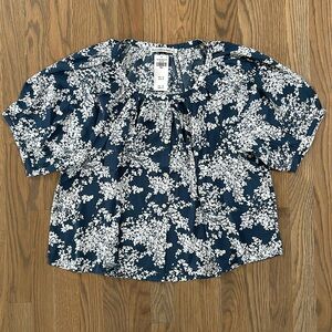 Abercrombie & Fitch Puff Sleeve Blouse Women's sz Small Button Down Blue White